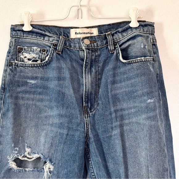 Reformation The Julia High Rise Cigarette Jean in Antigua Wash Distressed Sz 29 - Picture 4 of 15